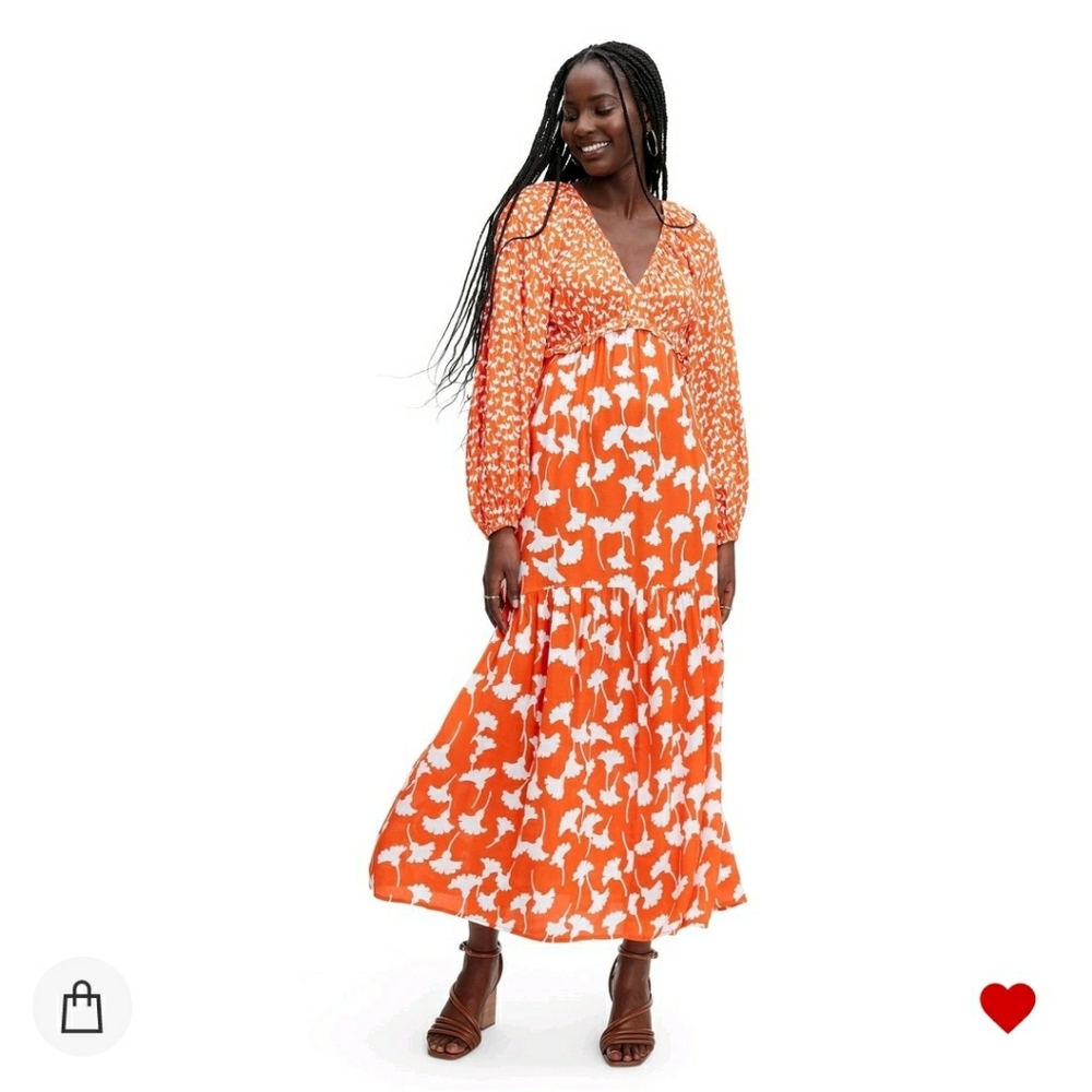 DVF for Target Women's V-Neck Ginkgo Cherry Tomato Maxi Dress